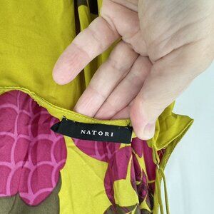 NATORI RIMINI nightgown slip slipdress floral green multi satin graphic print M